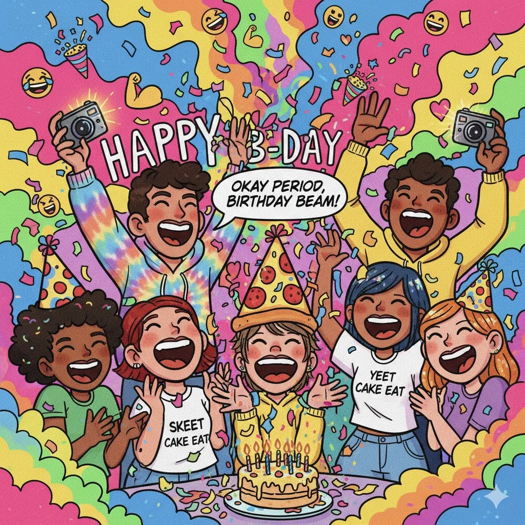 Group of friends celebrating a birthday