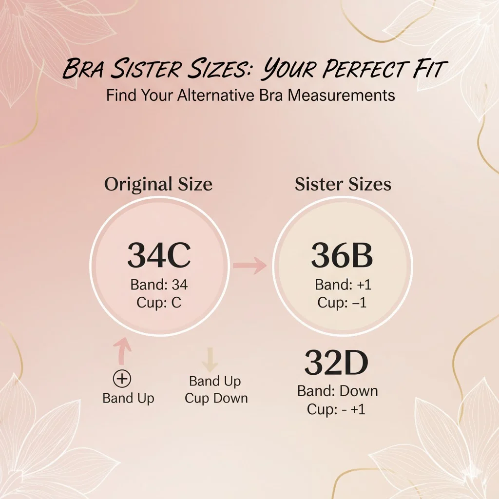 bra sister sizes chart showing how to adjust band and cup sizes