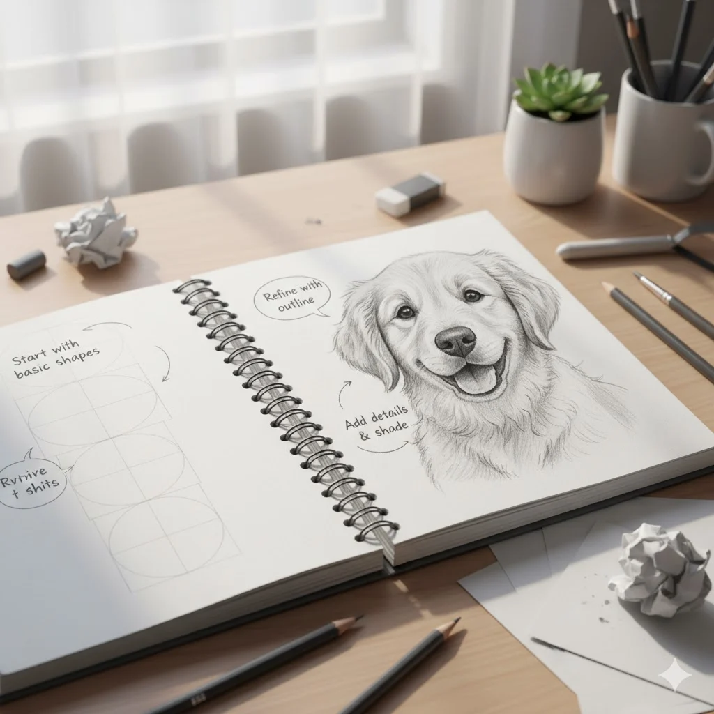 how to draw a dog