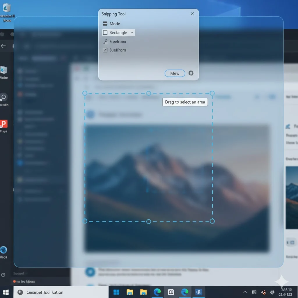 Snipping Tool on Windows capturing a section of the screen